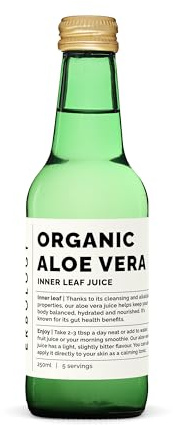 Erbology Organic Aloe Vera Inner Leaf Juice 250ml - Acemannan Polysaccharides > 1600mg/l - Supports Immunity and Gut Health - Sustainably Sourced in Spain - Unfiltered and Undiluted - No preservatives