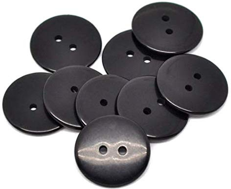 50 edle Harzknöpfe 23mm schwarz 2-Loch rund nähen basteln Knöpfe Knopf