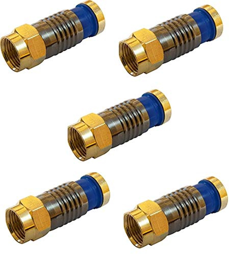 electrosmart Paquete de 5 conectores de compresión tipo F de cierre a presión para cable coaxial RG6 WF100