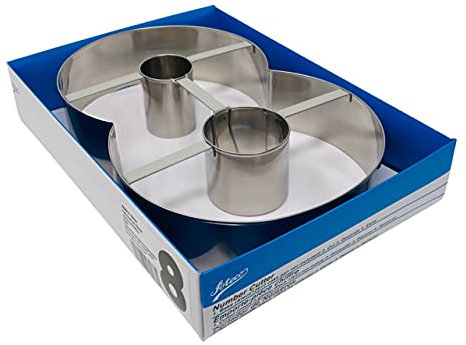 Ateco Extra großer Tortenschneider Zahl 8, Groß und Modern, Kuchenwerkzeug, Geburtstagskuchenform und -schneider, Edelstahl