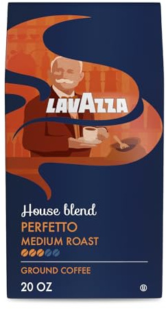 Lavazza Perfetto Ground Coffee Blend, Dark Roast, 20 Ounce, Value Pack, Caramel flavor with Dark and Velvety Texture, 100% Arabica