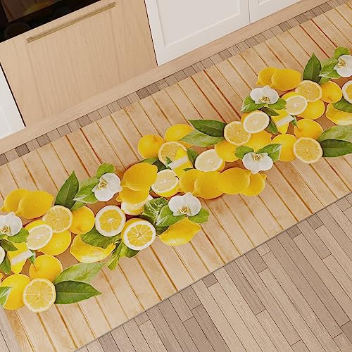 PETTI Artigiani Italiani - Tappeto Cucina Passatoia Cucina Antiscivolo e Lavabile 52x100 cm Disegno Lemon 100% Made in Italy