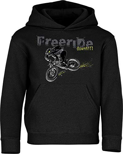 Baddery Fahrrad Pullover Kinder : Freeride Downhill - Sport Hoodie für Jungen und Mädchen - Outdoor Pulli Mountain Bike (Schwarz 164)