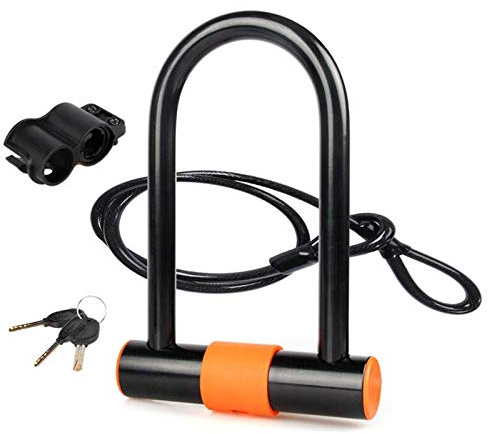 Bike U Lock with Cable Heavy Duty Bike Lock Bicycle U Lock, 14mm Shackle and 3.77ft Length Cable with Mounting Bracket for Bike Motorcycle and More