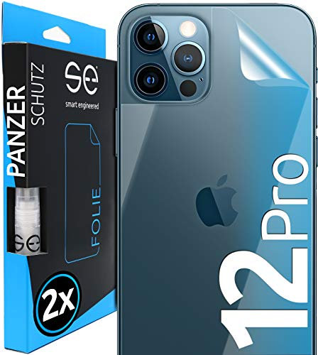 2x se® Film de Protection 3D pour Apple iPhone 12 Pro - Arrière Transparent, Auto-réparateur, Facile à Installer sans Bulles, Ultra-Clair, Protège Contre Saleté, Rayures, Fabriqué en Allemagne
