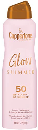 Coppertone Glow Shimmering Sunscreen Spray with Broad Spectrum SPF 50, 5 oz