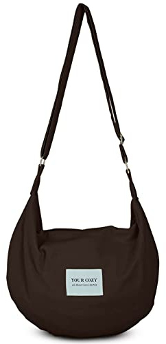 Your Cozy Boho Umhängetasche Damen – Große Baumwolltasche mit Reißverschluss | Leichte Crescent Schultertasche