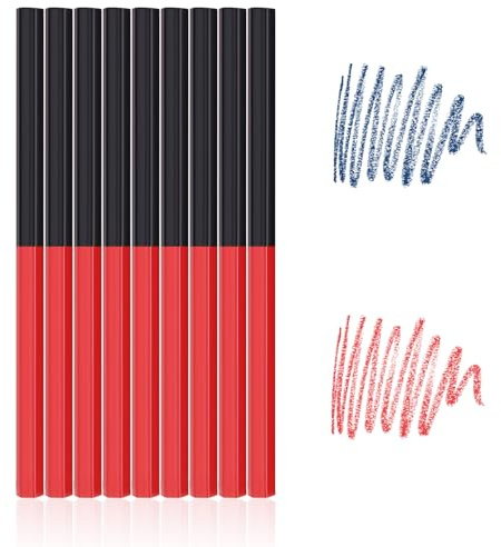 9PCS Zimmermannsbleistift, 6,9 Zoll Schreiner Bleistifte, Rot Blau 2 Kern Baubleistifte Hart Zimmermann Baustift Markierungswerkzeug für Die Holzbearbeitung Holz, Keramikfliesen, Leder Markierung