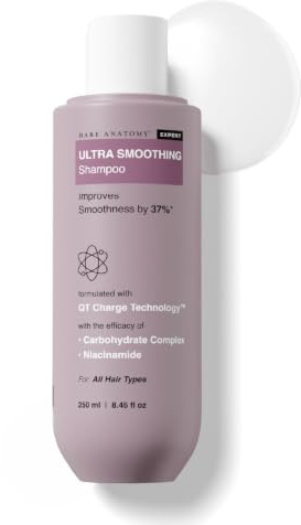 Bare Anatomy Ultra Smoothing Shampoo for Dry and Frizzy Hair | Restores Smoothing & Texture by 37% | Powered By Carbohydrate Complex & Niacinamide | SLS & Paraben Free | Vegan | For Men & Women 250ml