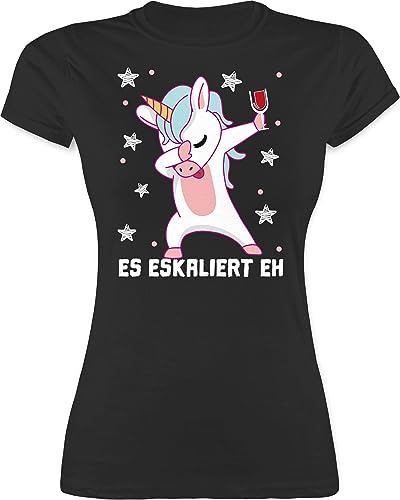 Shirt Damen - Party & Alkohol Es eskaliert eh Festival Saufi Malle Lustig Hellblau sprüche Tshirt Frauen t Shirts Tshirts Mallorca lustige L191