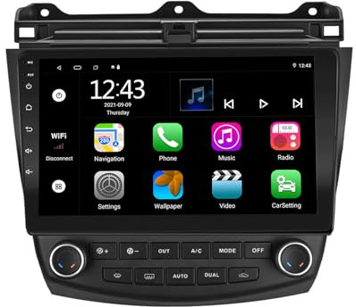 EZoneTronics Carplay Android Autoradio pour Honda Accord 7è 2003-2007 | Carplay sans Fil et Android Auto écran tactile de 10 pouces GPS Navigation Bluetooth USB Wi-Fi SWC Mirror Link FM RDS 2G+32G