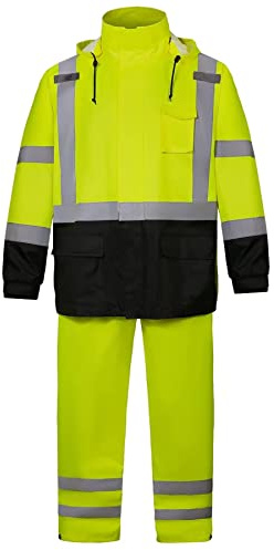 SRsafety High Visibility Rain Gear, Class 3 High Visibility Work Rain Gear for Men, Construction Rain Suits