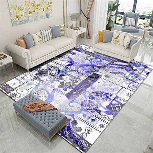 RUGMRZ Salon Auslegware Wohnzimmer Modern Minimalistisch Waschbar wohnzimmercouch blau Auslegware Kinderzimmer Teppich deko Kamin Salon Auslegware Balkon Boden teppich200x250CM