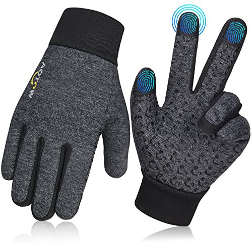 AOTOW Handschuhe Kinder Wasserdicht Winterhandschuhe Touchscreen: Fahrrad Fahrradhandschuhe Warm Radhandschuhe Thermo Winddicht Ski Sport Outdoor mit Anti-Rutsch für 8-10 Jahre Jungen Mädchen