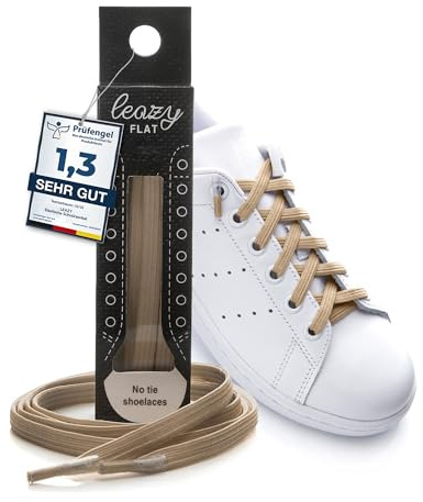 leazy Lacci elastici piatti M (5 occhielli per lato, Beige)