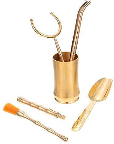 STOBOK 5 Piezas Accesorios Para Té Recipientes Retro Dorados Utensilios Ceremonia Del Té Casa o Eventos