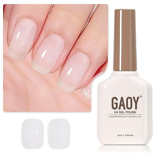 GAOY Sheer Nude Gel-Nagellack, 16 ml, hautfarben, 1482, Soak-Off, UV-Lichthärtung, Gel-Nagellack für Nagelkunst, DIY-Maniküre zu Hause, Milky White