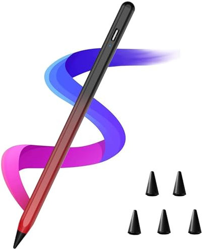 KARFUN Stylus Pen für iPad Apple 2018–2025,Tablet Pencil mit Fast Charging für IPad 10/9/8/7/6th Gen,i Pad Pro 11/12.9,iPad mini 6/5th/ Air 3/4/5, Stift (Schwarz Rot Touch-Schalter)