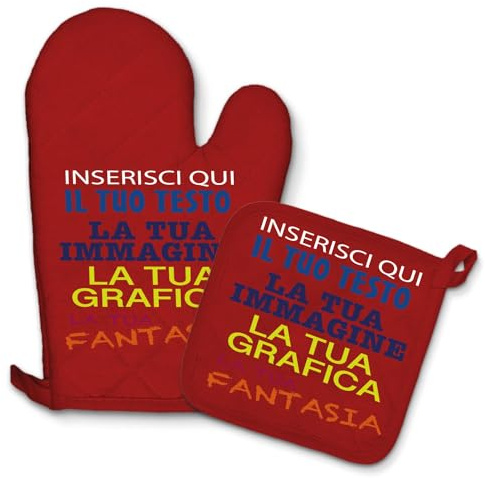 Gruppo Veneziano - set Guanto+Presina personalizzabile - Personalizza Ora il tuo set da cucina Guanto+Presina - 100% made in italy