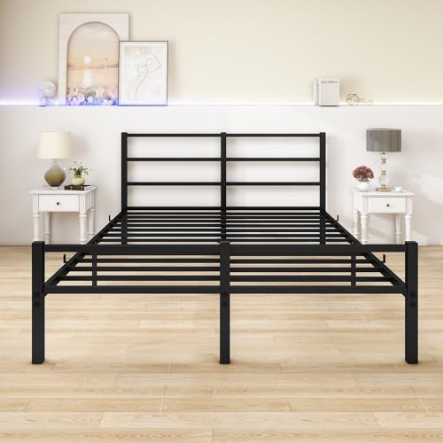 MOFLUT King Size Bed Frame with Storage, 5ft Bed Frames King Size with Headboard and Footboard, Mattress Base,Strong Metal Slat Enhanced Support Stable Noise Free,Easy Assembly,Black Bed frame