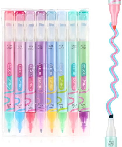 EooUooIP 8Pcs Dual Tipp Overlay Ästhetische Bibel Highlighters, 16 Farben Pastell Highlighters Meißelspitze feiner Punkt ohne Blutung ästhetische Highlighter für Journaling