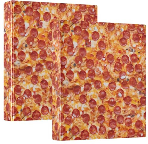 Drei Ringbinder, dekorative 3,8 cm Ordner, 3 Ringe für 200 Blatt, Notizbuch, Ordner für Schulbedarf, leckere Pizza, 2 Stück