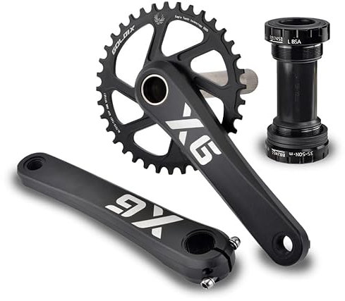 HZXQCVB Mountainbike-Kurbelgarnitur 170/175mm Kurbelarme Aus Aluminiumlegierung Hohle Integrierte Kurbelarme Mit Tretlager Kompatibel Mit 30T/32T/34T/36T/38T GXP-Kettenblatt(Offest 6MM,175mm-34T)