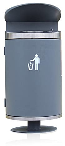 WOTZOV Papelera cilíndrica para Exteriores, Papelera semiabierta de Acero Inoxidable para Exteriores con cenicero, contenedor de Basura Comercial Duradero para Exteriores