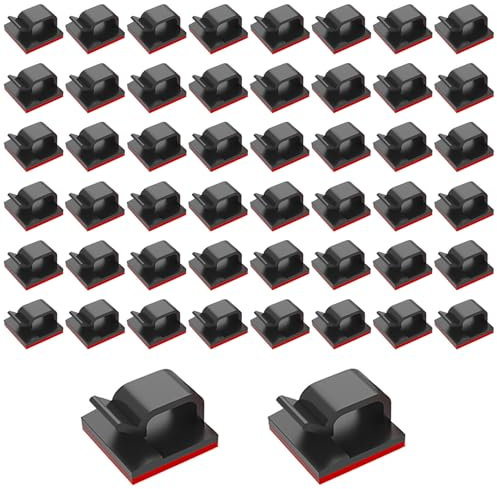 Eupneicu Fermacavi [50 Pezzi], Clip Per Cavi Da Esterno, Clip Per Cavi Autoadesivi, Per La Gestione Dei Cavi, Tv, Pc, Scrivania, Casa, Ufficio [Nero]