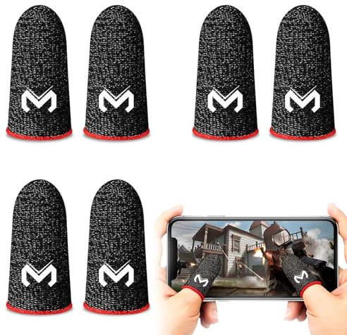 YOURKAY Gaming Finger Caps, 6 pièces Finger Sleeves Gaming, bouchons pour doigts de jeu, écran tactile, résistants à la transpiration et respirants en fibre d'argent, adaptés à tous les appareils à