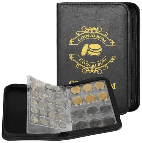 Vicloon Album della Collezione di Monete, 300 Tasche Raccoglitore per Raccolta con 15 pagine, Album da Collezione, Porta Monete per Collezionisti, Raccolta Libro