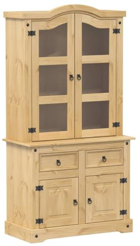 Weinschrank Arbeitsplatte Küche Küchenunterschrank Küchenbuffet Buffetschrank - Vitrine Corona 100x48,5x179 cm Massivholz Kiefer für Küche Wohnstube Speisesaal Schlafzimmer