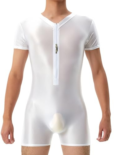 AIEOE Herren Glossy Jumpsuit Elastisch Leicht Overall Eng Galtt Bodysuit M-XL