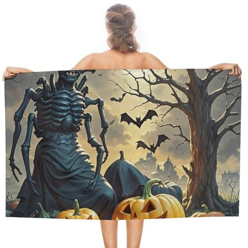 Strandlaken Spinnenmonster Und Pumpkins Mikrofaser Duschtücher Tragbares Strandtuch Für Männer Strand Reisen 80X130Cm