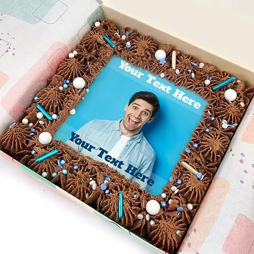 Upload Photo & Text on Blue Brookies | Letterbox Friendly Brookie | Irresistibly Brownie & Cookie Combination | Great Tasting Gifts For Him Or Her | Perfect For Birthdays, Celebrations Or Any Event