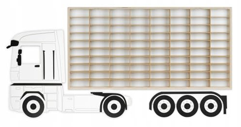 ArtTwist Modellauto Vitrine | Hot Wheels Aufbewahrung zu 80 Fächen | Sammlervitrine Hängend 78,5cm x 40cm x 4cm | Setzkasten Holz für Wanddeko und Organisation (LKW K03R)