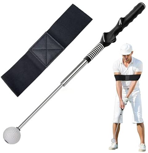 Retractable Golf Swing Trainer with Adjustable Posture Correction Arm Band – Golf Grip Training Aid for Indoor/Outdoor Practice, Warm-up, Strength & Tempo Drills – Men, Women & Kids