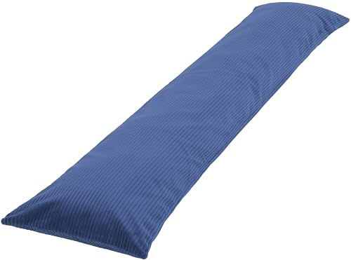 CozyKing Seitenschläferkissen mit Bezug 200 x 40 cm Cord Blau - Öko-Tex Zertifiziert - 40°C waschbar, perfekt als langes Lagerungs-Kissen u. Schlafkissen oder Schwangerschaftskissen/Stillkissen