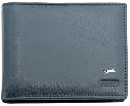 JAGUAR Portefeuille Homme Cuir Doté de Fentes pour Cartes, Cadeau Homme Original Utile Design Classique et Raffiné, Porte Feuille Léger (Seulement 75 g) Bleu