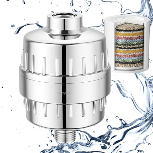 Filtro de Ducha Universal de 15 Etapas con Vitamina C, Purificador de Agua Antical y Anticloro, Descalcificador de Agua para el Cuidado de la Piel y el Pelo, Conexión Estándar G1/2