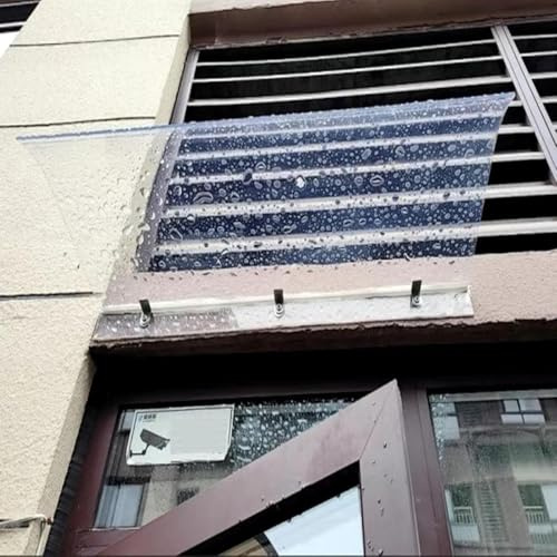 Front Door Awning Canopy Polycarbonate Patio Shelter Easy Install Window Roof Cover 80-150cm Sizes Weatherproof Protection for Entryways and Patios
