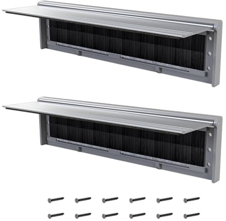 2 Letter Box Flap Sets 11.5 Inch (29.2 Cm) Silver Aluminium Alloy Blanking Plate Letter Box for Door, Adjustable Depth Post Catcher Draught Excluder Internal for Wooden UPVC Composite Doors