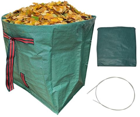 Hqunjikp Sacchetti per foglie – Raccoglitore di rifiuti grandi e resistenti – Sacchetti riutilizzabili per tagliare l'erba | per campeggio, giardinaggio e riciclaggio all'aperto