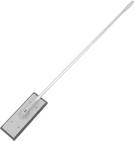 LOLIPPYY Trapeador de Polvo Industrial con Poste Telescópico de Aluminio de 3 Secciones, Trapeador Plano Gris con Papel Electrostático para Pisos de Madera, Limpieza Comercial