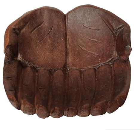 Mano de la Abundancia Hecho a Mano Escultura de Madera Albasia Madera Oscura 20x15cm, Vacía Bolsillos, Decoración para Entrada de Oficina o Casa
