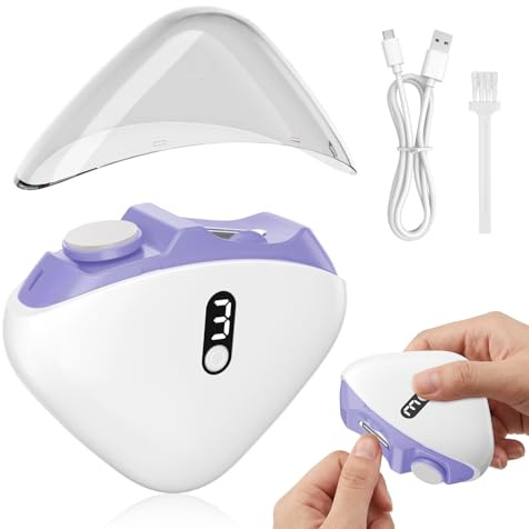 2026 Nuevo Cortaúñas Eléctrico, 2 en 1 Cortaúñas y Pulidor Automático con 3 Velocidades, con Pantalla LED, Recargable por USB C, Lluminación Auxiliar, para Bebés/Niños/Adultos/Personas Mayores(Morado)