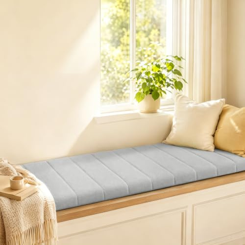 MeYuxg Bankkissen 4,5 cm Dick – Rutschfestes Sitzkissen für Gartenbank & Indoor, Abnehmbare Bankauflage, Sitzpolster Braun (Hellgrau, 100 × 40 × 4,5 cm)