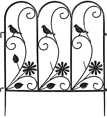 Kit per bordure, Bordatura da giardino in metallo, pannelli for staccionata, paletti for prato, multicolore(Black)