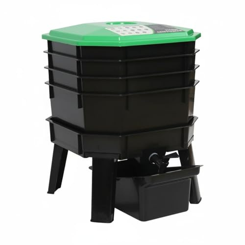 Qianly Bidone di Compostaggio a Lombrichi Trasforma i Rifiuti Compostiera Produce Humus Naturale Attrezzatura da Giardino per Balcone, Orto