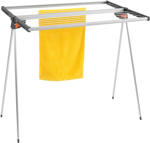 JUWEL Wäschetrockner Twist 140 (1,5 Waschmaschinenladungen, Aufhängeleine 13,7 m, Standtrockner mit Wandaufhängung, auch für Lange Wäsche geeignet, ideal zum Camping) 30015